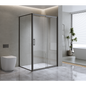 Adjustable 1300x920mm Single Door Corner Sliding Glass Shower Screen in Black