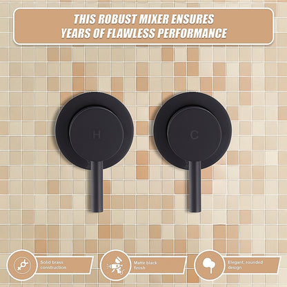 Bathroom Shower Bath Hot and Cold Mixer WATERMARK Certified in Black