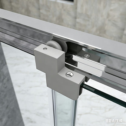 40mm Adjustable Contemporary Corner Sliding Chrome Shower Screen 86x92cm