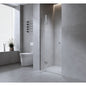 110cm Wall to Wall Frameless Shower Screen – White Wall Channel and Floor Channel, SS Hinges & Square Double Pull Handle