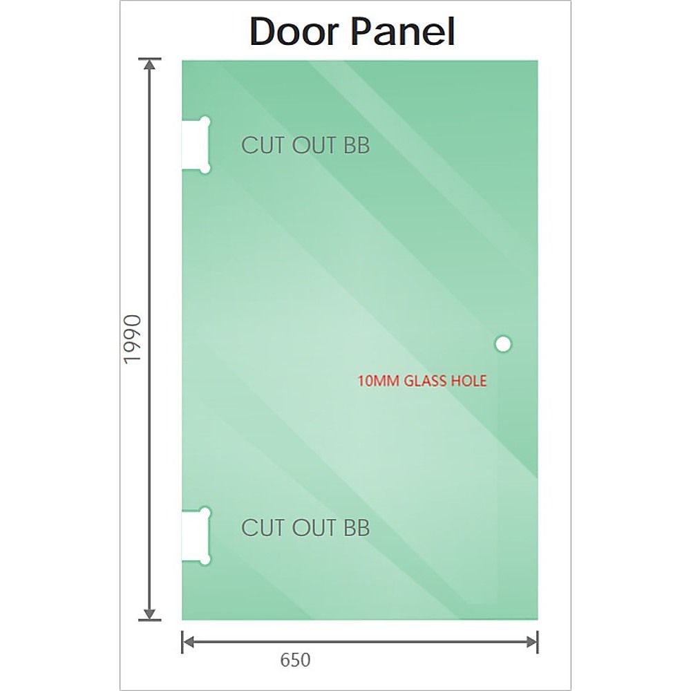 110cm Wall to Wall Frameless Shower Screen – White Wall Channel and Floor Channel, SS Hinges & Square Double Pull Handle