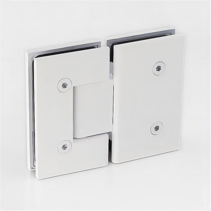 110cm Wall to Wall Frameless Shower Screen – White Wall Channel and Floor Channel, SS Hinges & Square Double Pull Handle