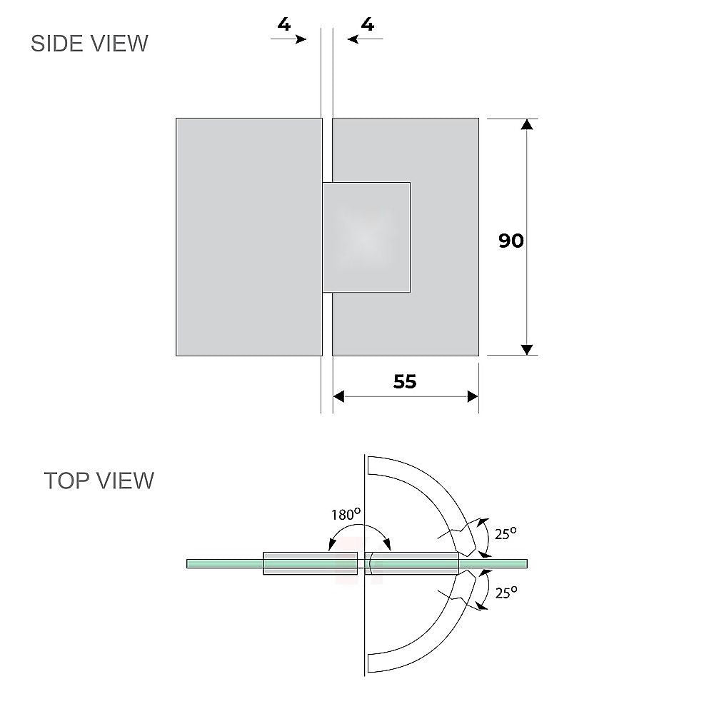 110cm Wall to Wall Frameless Shower Screen – White Wall Channel and Floor Channel, SS Hinges & Square Double Pull Handle