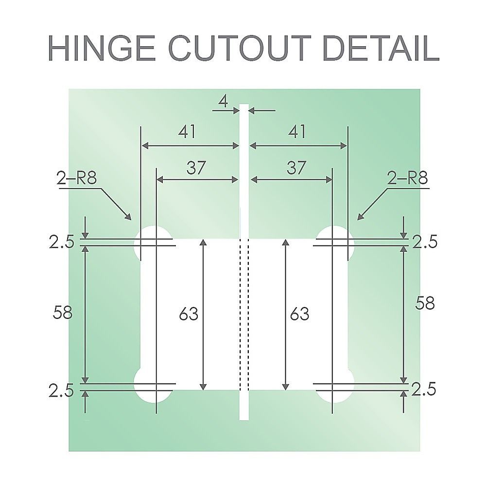 110cm Wall to Wall Frameless Shower Screen – White Wall Channel and Floor Channel, SS Hinges & Square Double Pull Handle