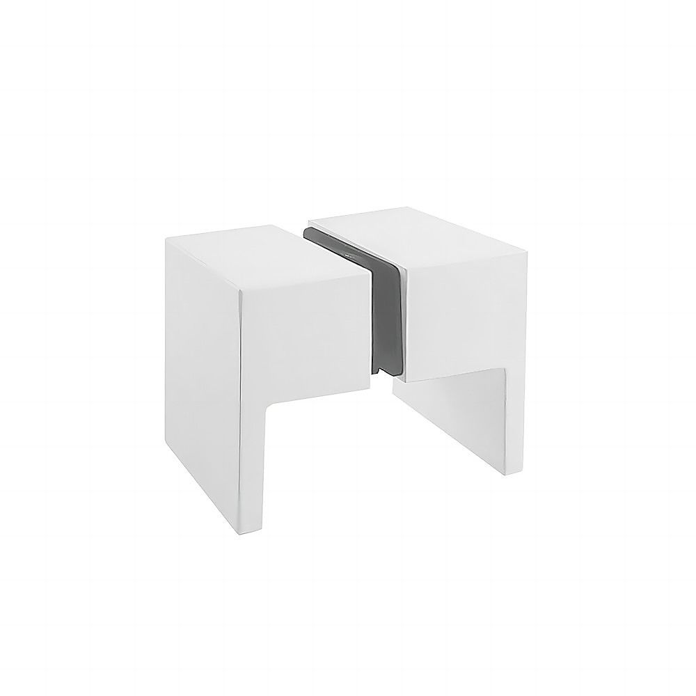 110cm Wall to Wall Frameless Shower Screen – White Wall Channel and Floor Channel, SS Hinges & Square Double Pull Handle