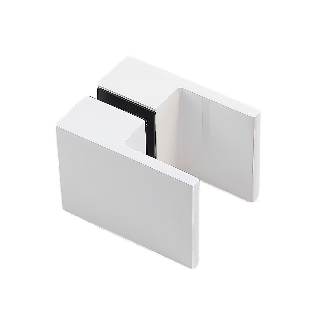 110cm Wall to Wall Frameless Shower Screen – White Wall Channel and Floor Channel, SS Hinges & Square Double Pull Handle