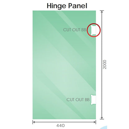 110cm Wall to Wall Frameless Shower Screen with White Channel and SS Hinges , Square Double Pull Handle
