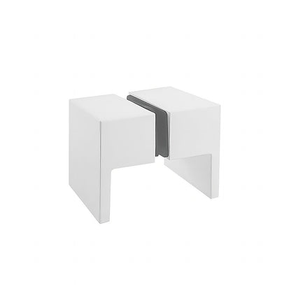 110cm Wall to Wall Frameless Shower Screen with White Channel and SS Hinges , Square Double Pull Handle