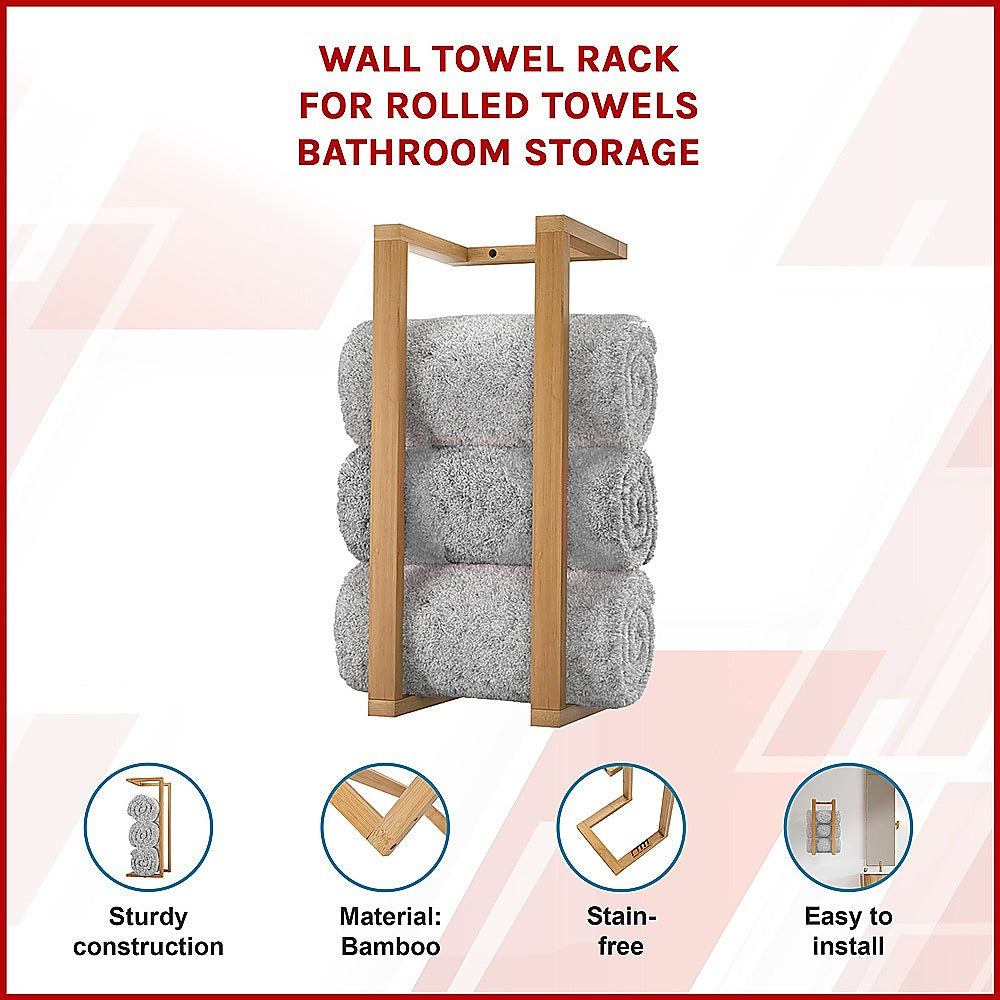 Wall Towel Rack for Rolled Towels Bathroom Storage