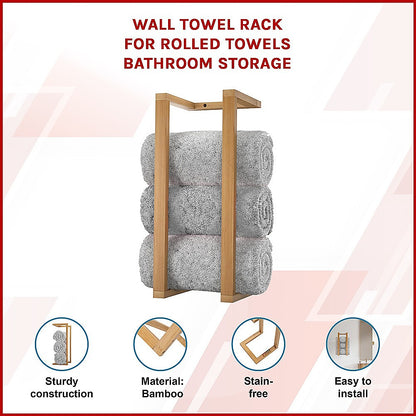 Wall Towel Rack for Rolled Towels Bathroom Storage