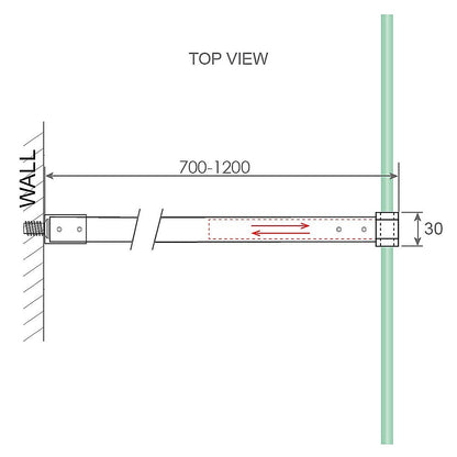 120x200cm Glass Shower Screen with White Wall Channel & Round Pole