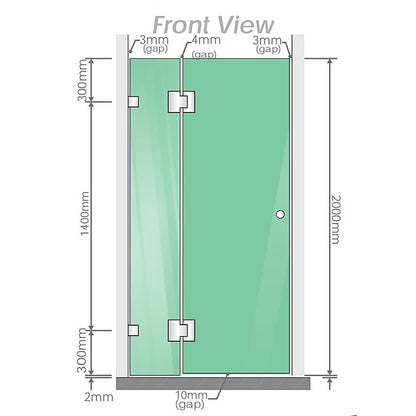 100x80cm Corner Frameless Shower Screen – Chrome Wall Channel with Brass Hinges for Elegant Bathrooms