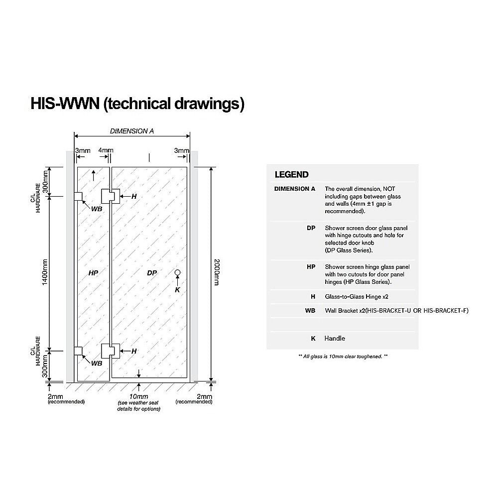 100x80cm Corner Frameless Shower Screen – Chrome Wall Channel with Brass Hinges for Elegant Bathrooms