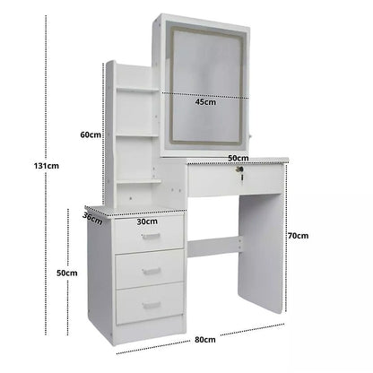 Dressing Table LED Makeup Mirror Stool Set Vanity Desk With Drawer Lighted