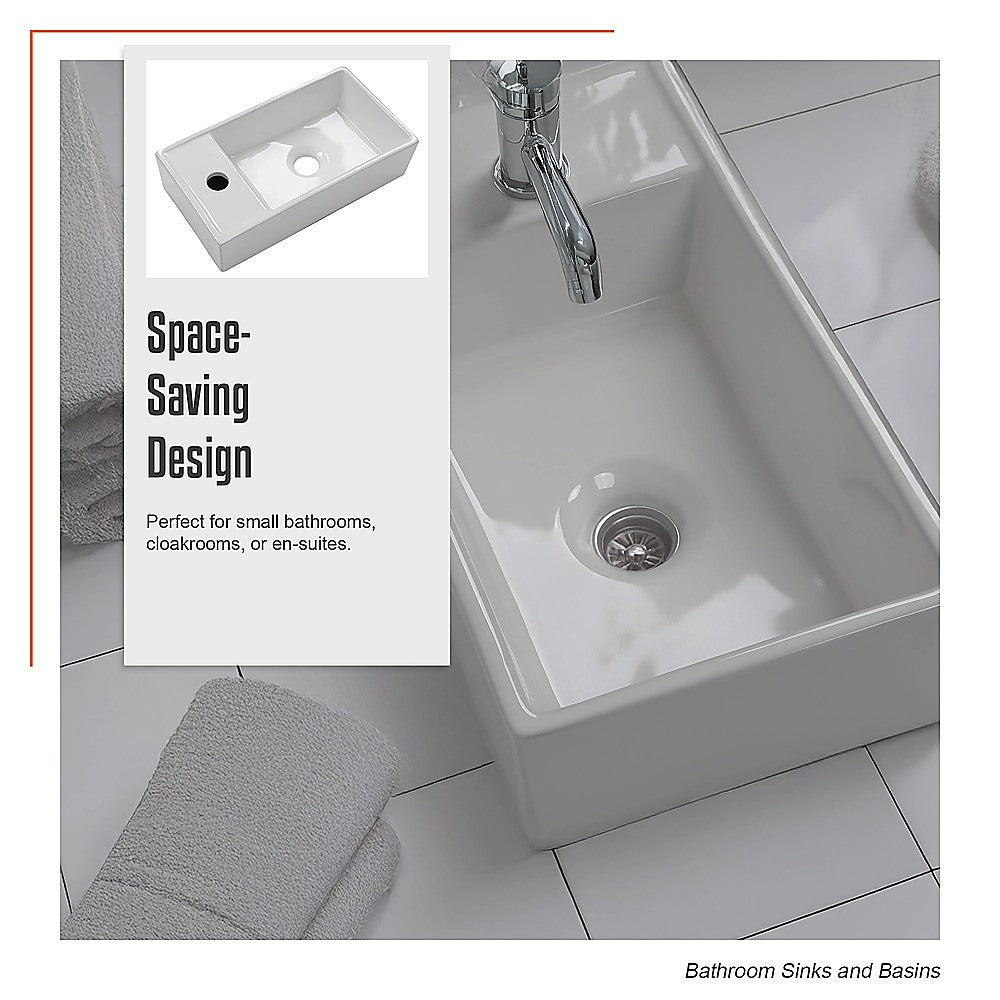 Small Compact Bathroom Cloakroom Hand Wash Basin Sink Ceramic Wall Hung
