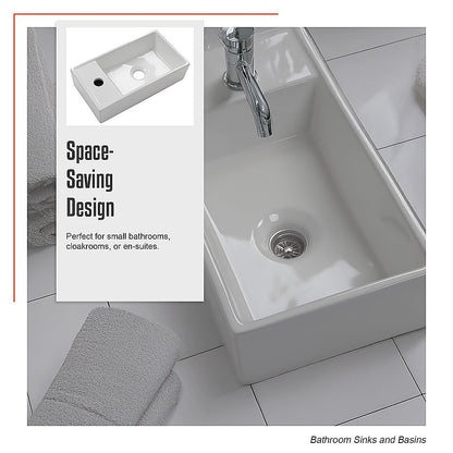 Small Compact Bathroom Cloakroom Hand Wash Basin Sink Ceramic Wall Hung