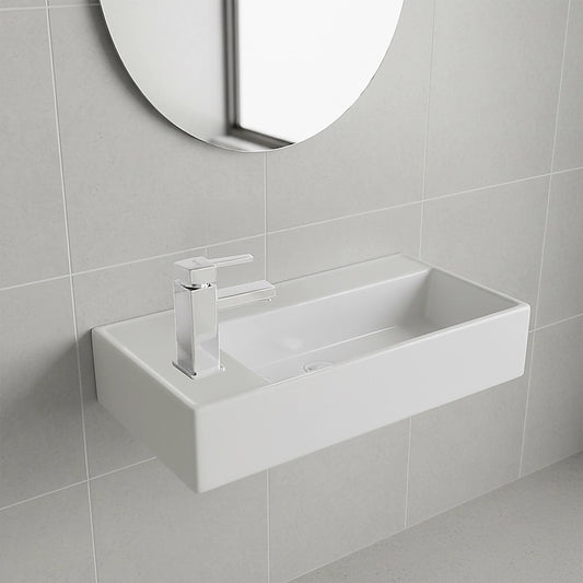 Small Compact Bathroom Cloakroom Hand Wash Basin Sink Ceramic Wall Hung