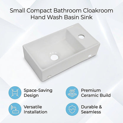 Small Compact Bathroom Cloakroom Hand Wash Basin Sink Ceramic Wall Hung