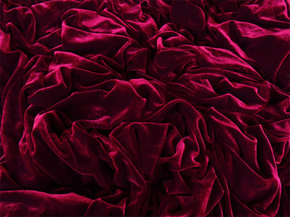 Long 4-Way Stretch Velvet Curtains 600x265cm with 30 hooks Pinch Pleat Burgundy