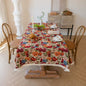 Floral Cotton Linen Tablecloth | Vintage Style Country Garden Design, 100*160cm