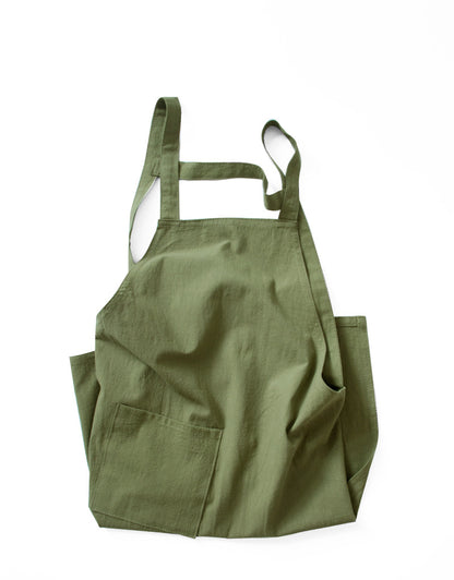 Off White Cotton Linen H-Back Apron - Solid Color Kitchen Cooking Apron with Pocket