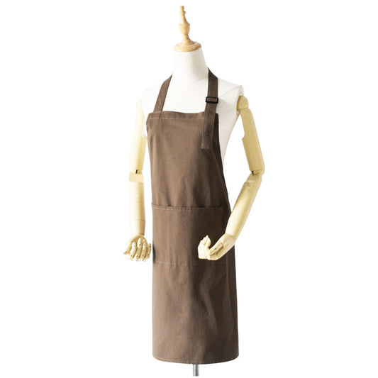 Brown Waterproof & Oil-Proof Apron - Adjustable Kitchen Apron with Pockets