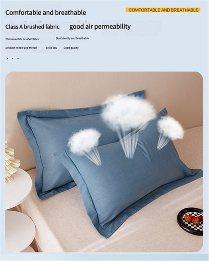 Orange Pure Cotton Flannel Pillowcase Set - Soft, Thickened, Solid Color (Pair, 48x74cm)