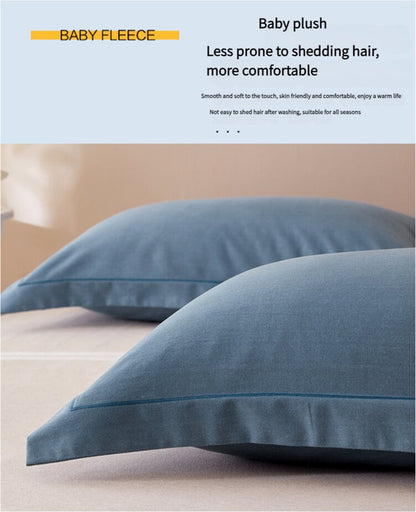 Orange Pure Cotton Flannel Pillowcase Set - Soft, Thickened, Solid Color (Pair, 48x74cm)