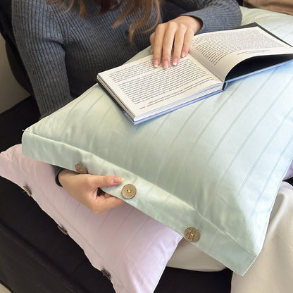 Purple Pinstripe Long Staple Cotton Sateen Pillowcase Set - Jacquard Striped, Pure Cotton, 48x74cm (Pair)
