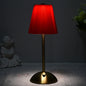 Red Elegant Pleated Fabric Table Lamp - 3-Color LED, USB Rechargeable, Touch Dimming