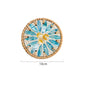 4 Pcs Beige Background With Blue flower Handcrafted Rattan Coaster with Natural Shell Inlay - Decorative & Heat Insulating Drink Mat