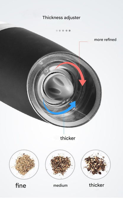 Gravity Electric Salt & Pepper Grinder Set - Adjustable Coarseness, LED Light, Battery Operated(black)