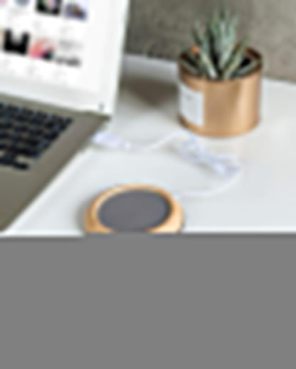 USB Cup Heater - White Porcelain Electric Beverage Heater for Desk, Office and Home