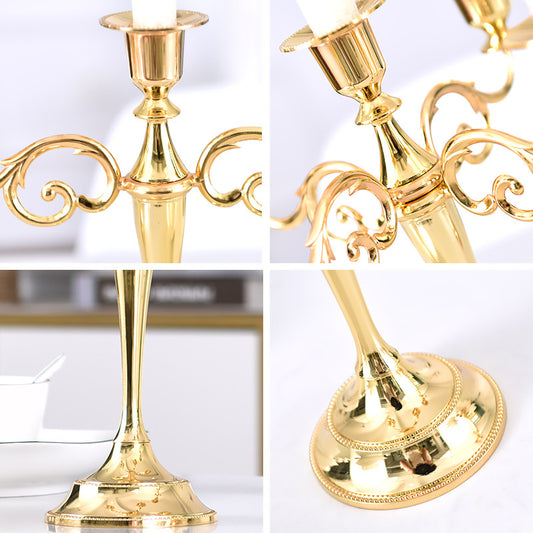 Gold Elegant Metal Candelabra 5 Arm Candle Holder -  Decorative Candelabra for Home, Weddings, Events