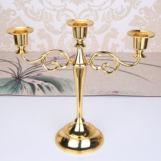 Gold Elegant Metal Candelabra 3 Arm Candle Holder -  Decorative Candelabra for Home, Weddings, Events
