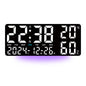Black Background With White Light Sleek Large LED Digital Wall & Desk Clock - Remote Control, Temperature, Humidity, Dual Alarms, Calendar