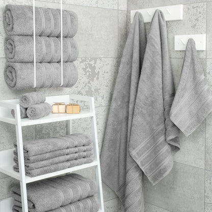 Dark Blue Luxury 6-Piece Combed Cotton Towel Bale Set - Ultra Soft & Absorbent Bath, Hand, Face Towels