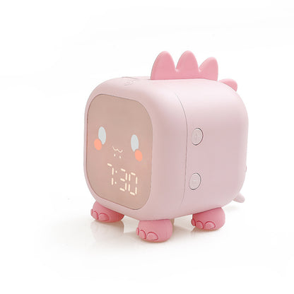 Cute Dinosaur Digital Alarm Clock- Sleep Trainer, Night Light, 6 Ringtones & Temperature Display(pink)