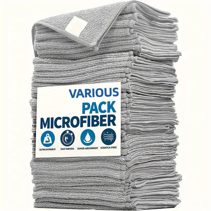 Grey Premium All-Purpose Microfiber Cleaning Cloths (20-Pack) - Ultra Absorbent Grey Towels for Car, Kitchen & Home