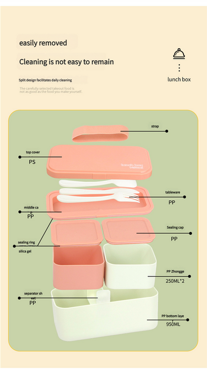 Eco - Friendly Lunch Box - Portable with Compartments(green)