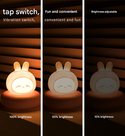 Yellow Deer Cute Animal LED Night Light - Rechargeable Silicone Nursery Lamp with Tap Control, Dimmable Bedside Light for Kids
