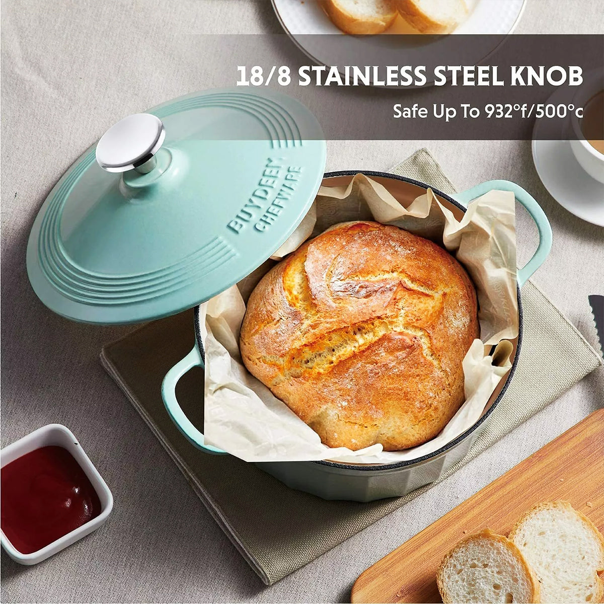 BUYDEEM Enameled Cast-Iron Dutch Oven