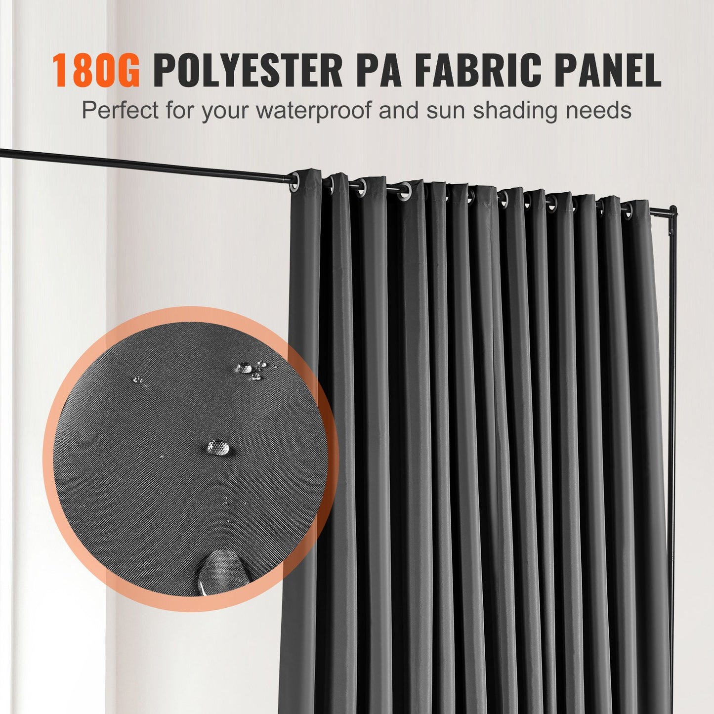 VEVOR Room Divider, 8 ft x 10 ft (96 x 120inch) Portable Panel Room Divider with Wheels Curtain Divider Stand, Room Divider Privacy Screen for Office, Bedroom, Dining Room, Study, Black