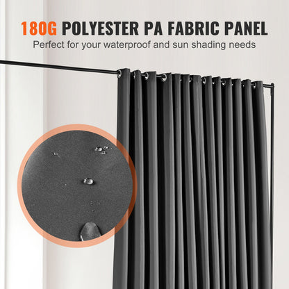 VEVOR Room Divider, 8 ft x 10 ft (96 x 120inch) Portable Panel Room Divider with Wheels Curtain Divider Stand, Room Divider Privacy Screen for Office, Bedroom, Dining Room, Study, Black