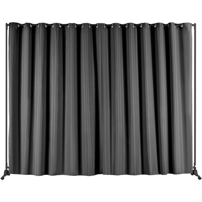 VEVOR Room Divider, 8 ft x 10 ft (96 x 120inch) Portable Panel Room Divider with Wheels Curtain Divider Stand, Room Divider Privacy Screen for Office, Bedroom, Dining Room, Study, Black