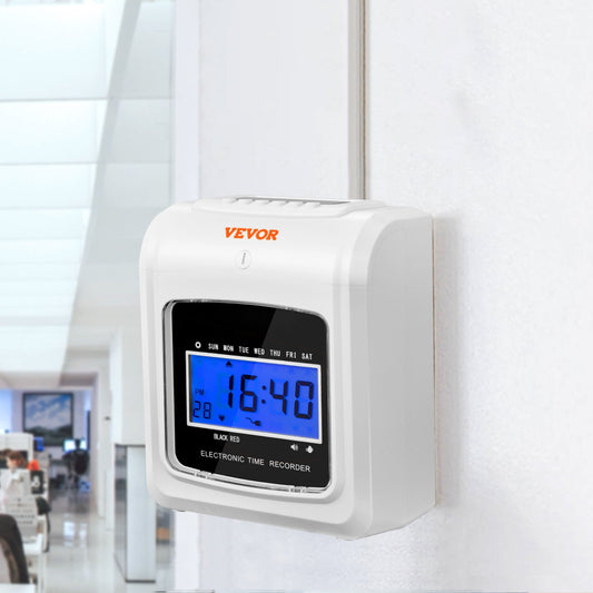 VEVOR Punch Time Clock, Time Tracker Machine for Employees of Small Business, 6 Punches per Day, Time Clock Punch Machine Includes 102 Time Cards, 1 Ink Ribbon and 2 Security Keys