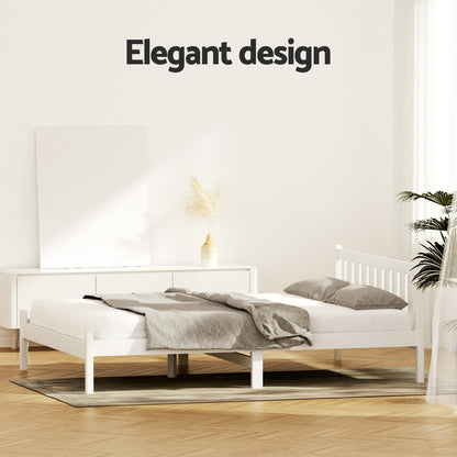 Artiss Bed Frame Double Size Wooden White SOFIE