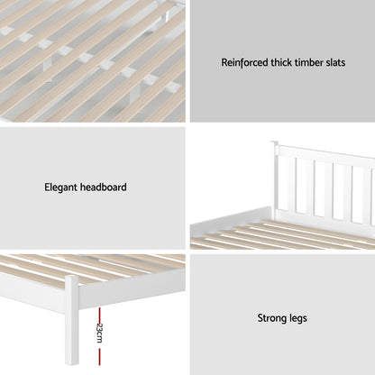 Artiss Bed Frame Double Size Wooden White SOFIE