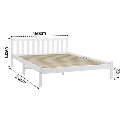 Artiss Bed Frame Queen Size Wooden White SOFIE