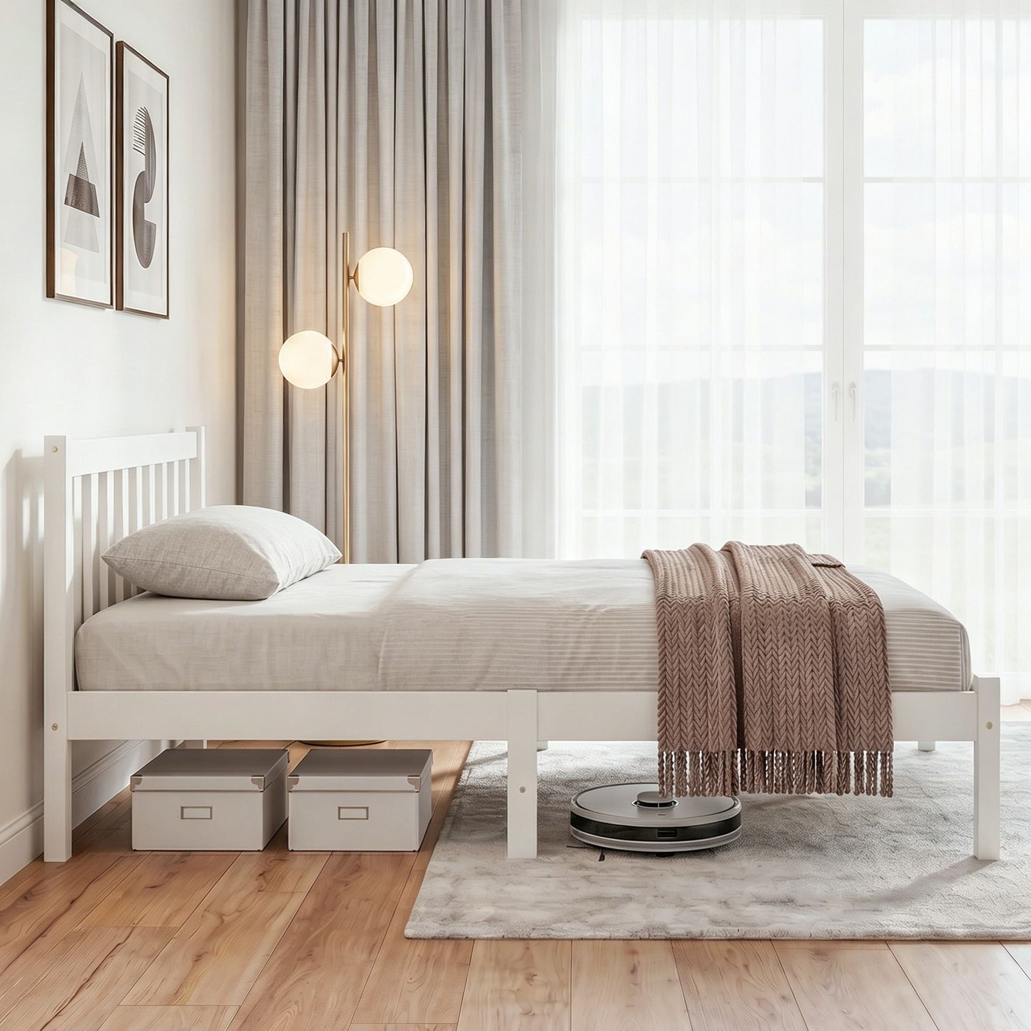 Artiss Bed Frame Queen Size Wooden White SOFIE
